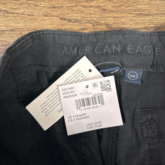 American Eagle Pants Womens 4 27W Black Dreamy Drape High Rise Wide Leg Cargo - Picture 2 of 9